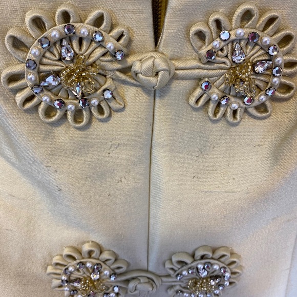 SOLD! Vintage Handmade Mandarin Collar Bejeweled Dress - Picture 5 of 9